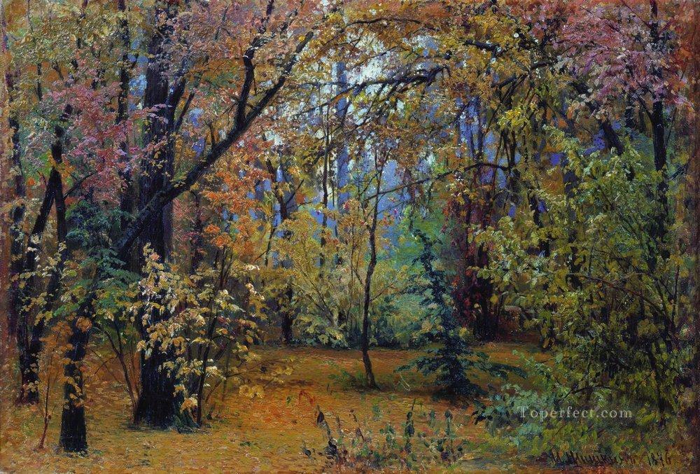 bosque de otoño 1876 paisaje clásico Ivan Ivanovich árboles Pintura al óleo